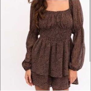 Le Lis Leopard Print Two-Piece Set - Tan and Black